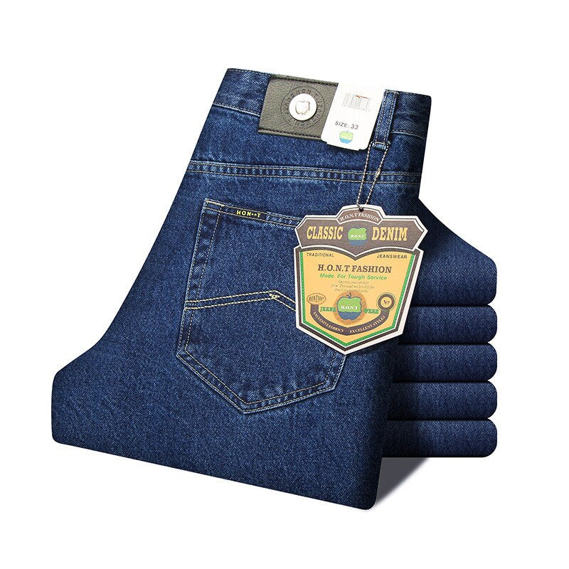 Jeans Classic Spring Autumn Male Cotton Straight Stretch KilyClothing