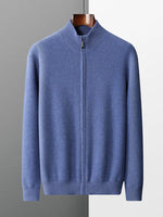 100% Pure Wool Men's Stand Collar Thickened Cardigan Autumn and Winter New Cashmere Sweater Casual Knitted Large Size Tops KilyClothing