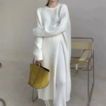Knitted Dress y2k V Neck Sexy Slim Elastic Oversized Basic Bodycon Sweater Dress KilyClothing