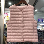Sleeveless Puffer Jacket Spring Winter Female 90% White Duck Down Ultra Lightweight Packable Warm Down Liner Vest KilyClothing