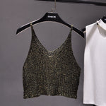 Sparkling Sequins Half Waist Render Knitwear Sexy Waist Condole Top Cropped KilyClothing