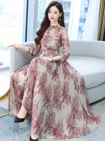Spring Autumn Women Black Chiffon Maxi Dress Vintage Long Sleeve Party Dress or coctel dress KilyClothing