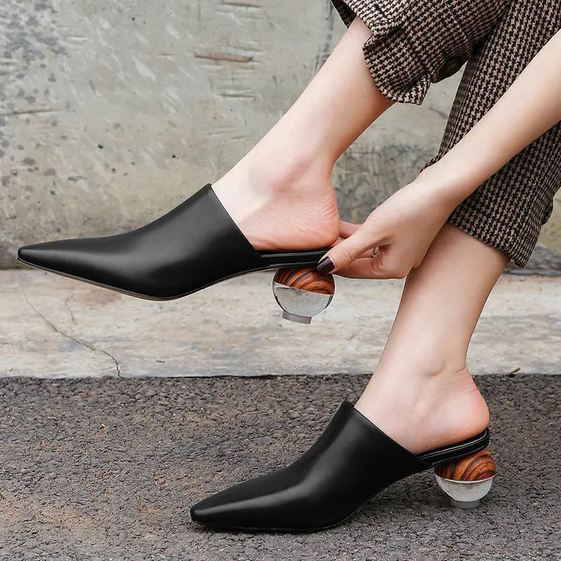Muller Shoes Women European Fashion Station Baotou Slippers Half-supported Outdoor Sandals Fashion Shoes
