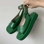 Cow Leather Peep Toe Thick Bottom Solid Summer Shoes Leisure Fashion Comfortable Buckle Strap Women Sandals KilyClothing