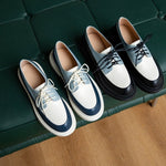 Genuine Leather Shoes Round Toe Lace Up Platform Shoes Color Mixed KilyClothing