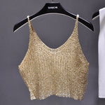 Sparkling Sequins Half Waist Render Knitwear Sexy Waist Condole Top Cropped KilyClothing