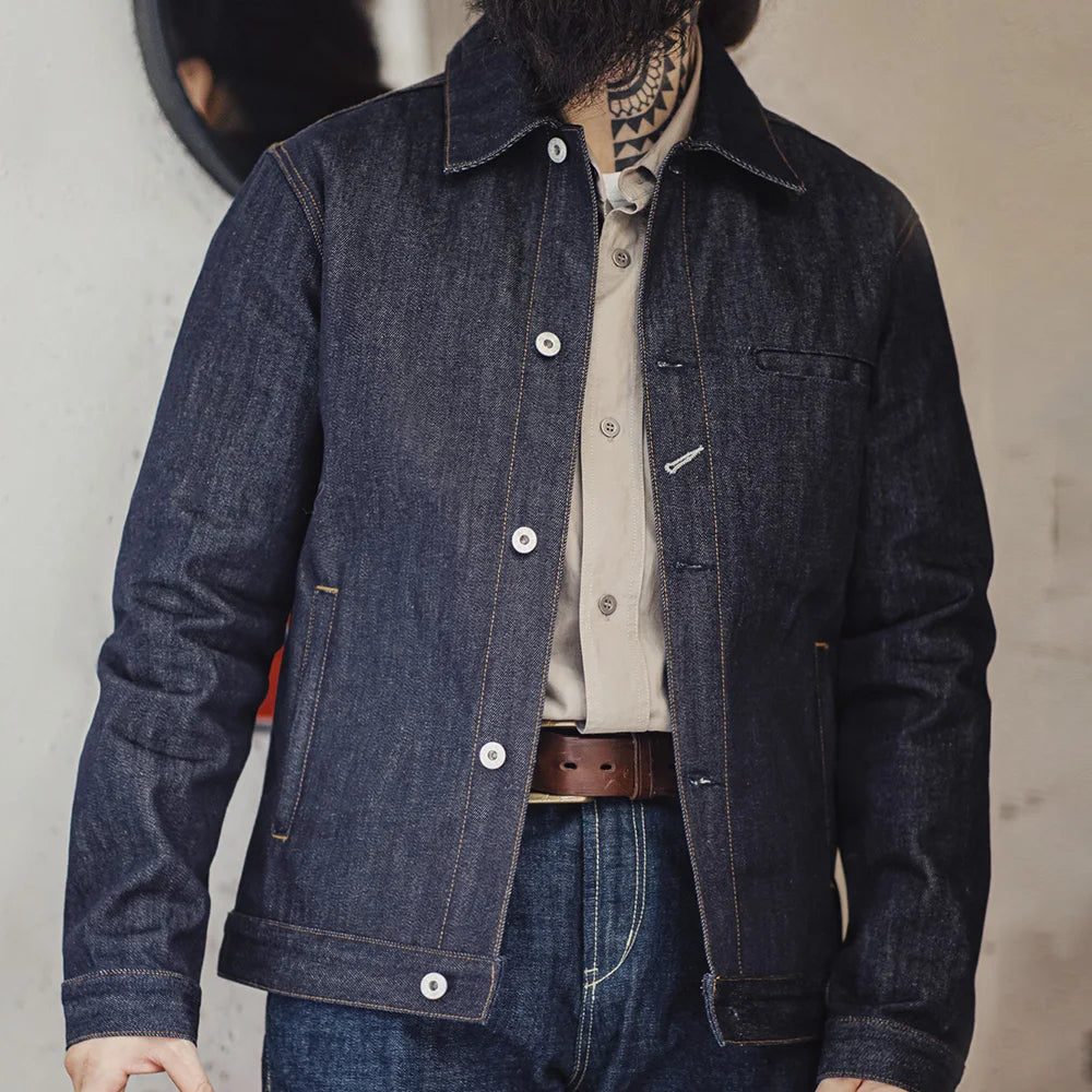 Men's Denim Jacket Heavyweight cotton vintage Lapel Coat Color