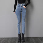 Stretch Jeans Fashion Slim High Waist Breasted Skinny Pencil Denim KilyClothing