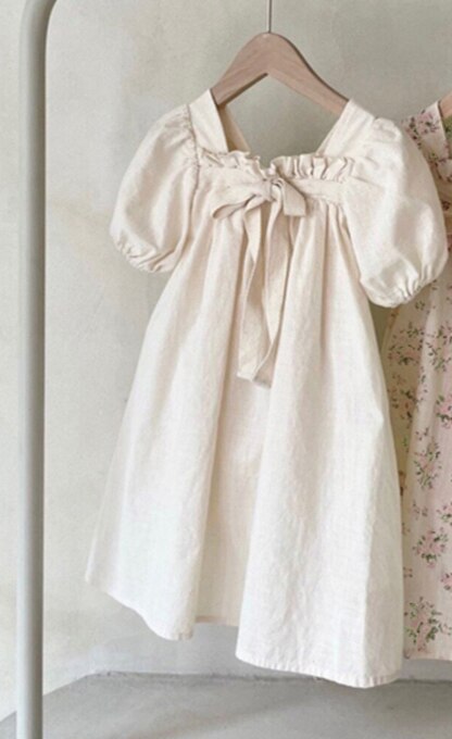 Dress Children Bubble Sleeve Bow Floral Dress Girls Outwear KilyClothing