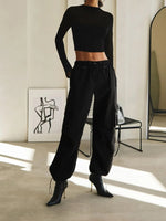 Bornladies Cargo Pants Women 100% Cotton Casual Elastic Waist Loose Baggy Pants Girls Shirring Legs Streetwear KilyClothing