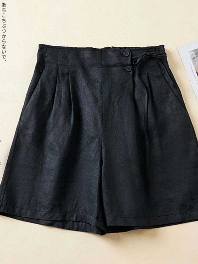Casual Short Pant for woman, Summer Vintage Style, Solid Color Loose Comfortable Female Cotton Linen KilyClothing