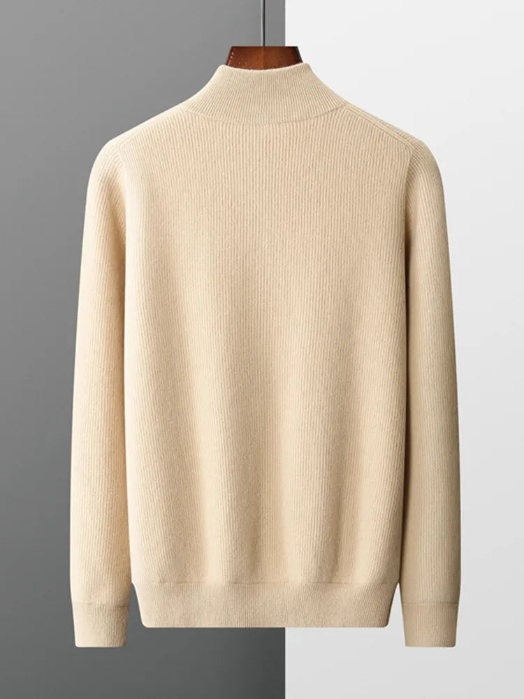 100% Pure Wool Men's Stand Collar Thickened Cardigan Autumn and Winter New Cashmere Sweater Casual Knitted Large Size Tops KilyClothing