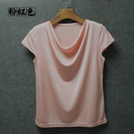 50% Silk 50% Viscose Knit Drape Neck T-Shirts KilyClothing