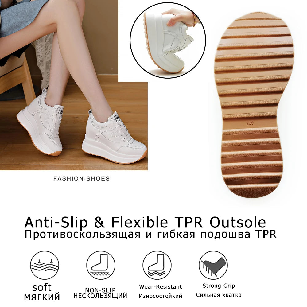 Chunky Shoes 10cm Platform ,  Wedge Sneakers Genuine Leather for Women Summer KilyClothing