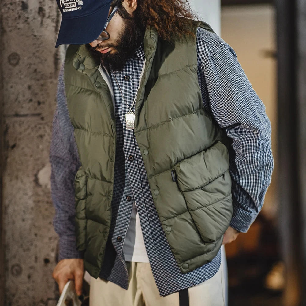 Men's 90% White Duck Down Waistcoat Casual Light Warm Stand-up Collar Vest