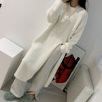 Knitted Dress y2k V Neck Sexy Slim Elastic Oversized Basic Bodycon Sweater Dress KilyClothing