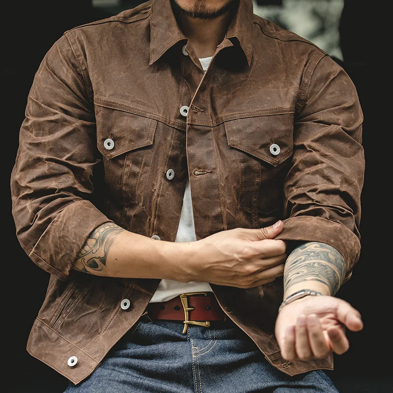 Heavyweight Canvas Oil Wax Jacket,Hunting Oil Wax Jacket Men's Autumn