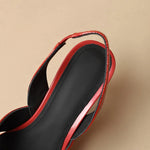 Genuine Leather Pointed Toe Slingback Kitten Heel Sandals Women Stiletto High Heels Summer Designer Party KilyClothing