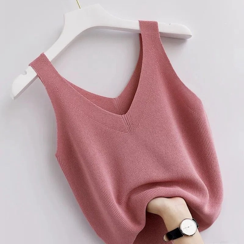 Knitting Vintage Tank Top Sleeveless Vests Aesthetic Loose KilyClothing