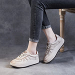 Women's shoes, Comfort Genuine Leather Lace-Up Casual Sneakers, Low Top Flat Platform Shoes KilyClothing