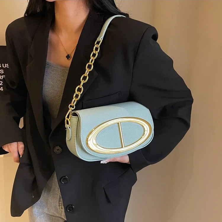 Ladies Underarm Bag Women's Chain Messenger Bags Fashion Versatile PU Leather Crossbody Shoulder Small Square Bag