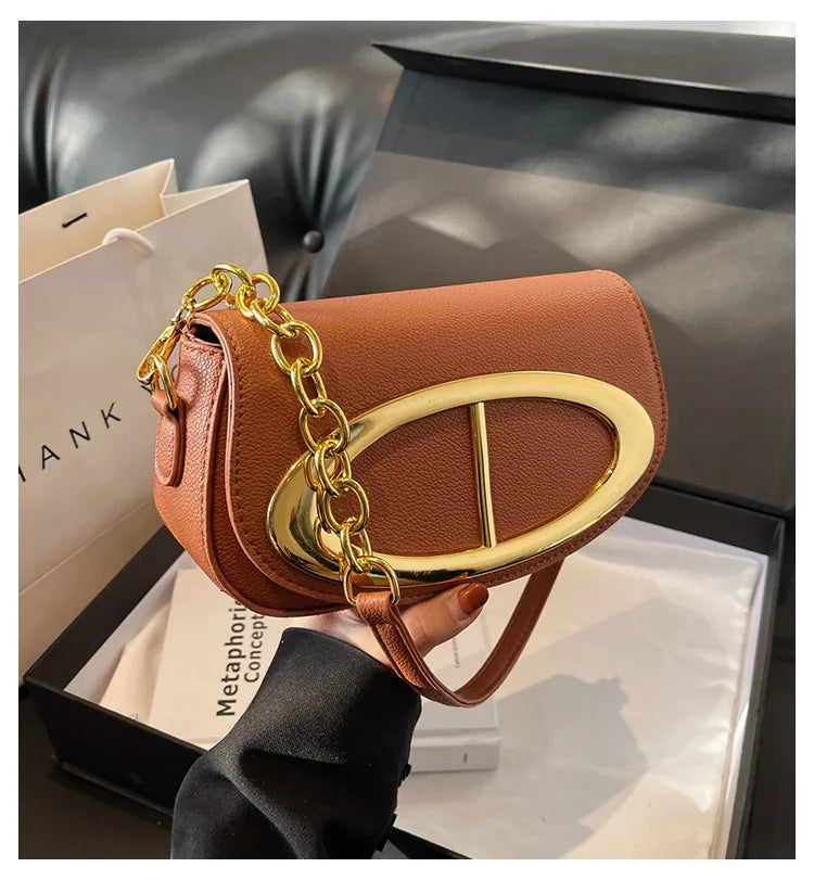 Ladies Underarm Bag Women's Chain Messenger Bags Fashion Versatile PU Leather Crossbody Shoulder Small Square Bag