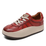 Women's shoes, Comfort Genuine Leather Lace-Up Casual Sneakers, Low Top Flat Platform Shoes KilyClothing