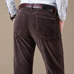 Autumn and Winter Men's Corduroy Casual Pants Business Fashion Elastic Regular Fit Stretch Trousers Male Black Khaki Coffee Navy KilyClothing