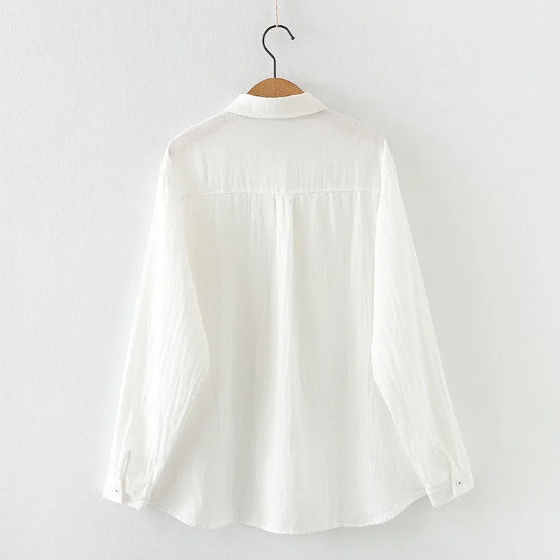 Cotton Shirts for Women Loose Blouses Long Sleeve Bottom Tops High Quality Korean Style Casual 6 Colors KilyClothing