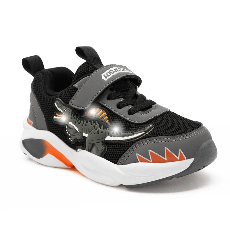 LED Dinosaur Mesh Autumn Light Up Training Shoes 2-6Y Kids / Boys Spinosaurus Little Kids Flashing Casual Sneakers Breathable KilyClothing