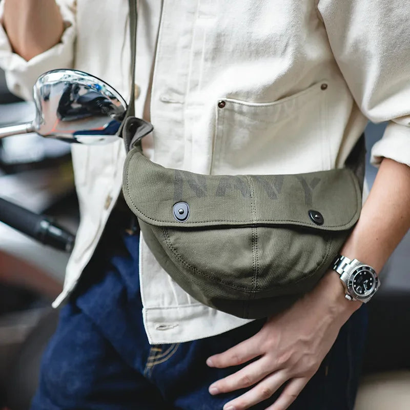 Retro Green Shoulder Bag Navy Deck Bag Multifunctional Suede Lining Hats Warm Windproof Hat Detachable Dual Usage