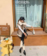 Warm fur integrated sleeveless fleece stitching coat vest jacket KilyClothing
