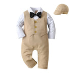 Baby Boys Gentleman Outfits Suits Clothing One-Piece Rompers Jacket Hat Suit Baby Boy Clothes KilyClothing
