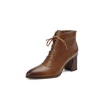 Leather Pointed Toe Chunky Heel Shoes Women Retro Split Modern Boots KilyClothing