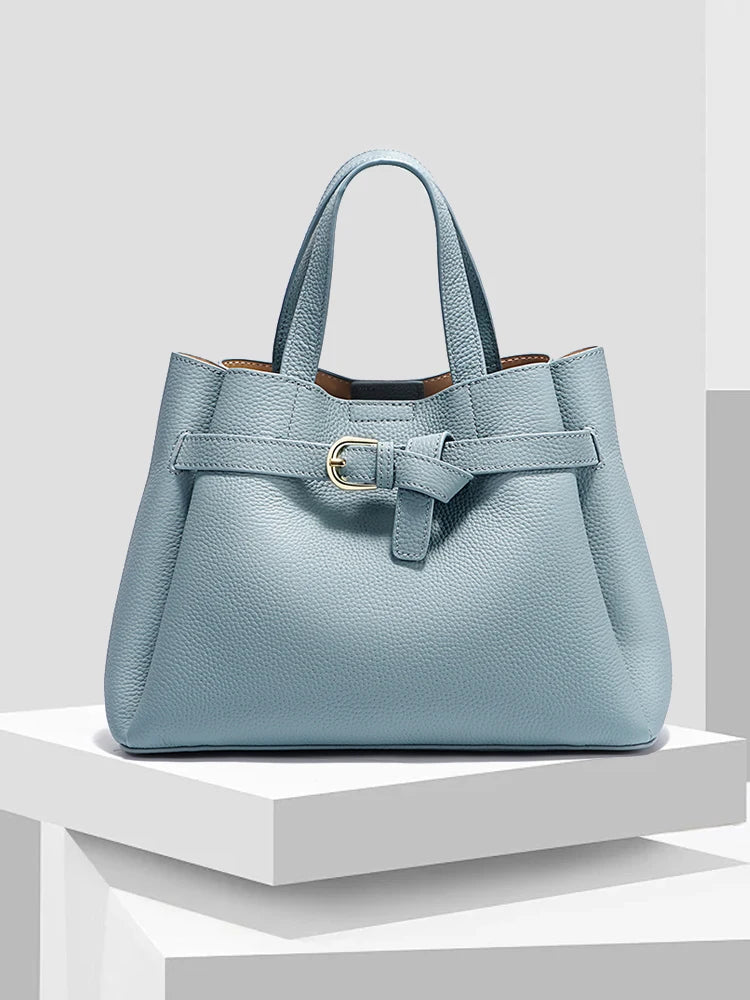 Genuine Leather Top-handle Bag For Women Luxury Designer Crossbody Bag Zipper Purse Elegant OL Handbag