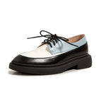 Genuine Leather Shoes Round Toe Lace Up Platform Shoes Color Mixed KilyClothing