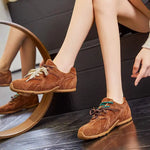 Lanxuryee 2024 Cow Suede Spring Lace Up Casual Women Vulcanized Shoes Brand Elegant Concise Dress Non-slip Ins Comfort Sneakers KilyClothing
