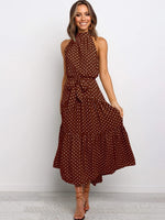 Summer Long Dress Polka Dot Casual Dresses Black Sexy Halter Strapless KilyClothing