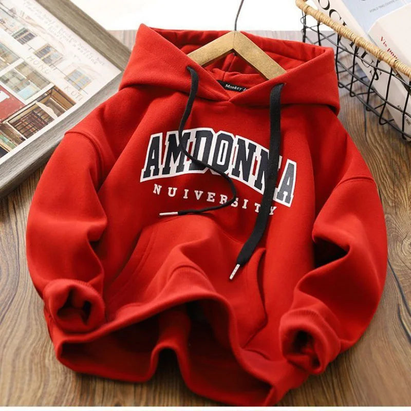 Unisex for kids Hooded Sweatshirt, Casual Hoodie, Letter Print Pullover 2-12 Years