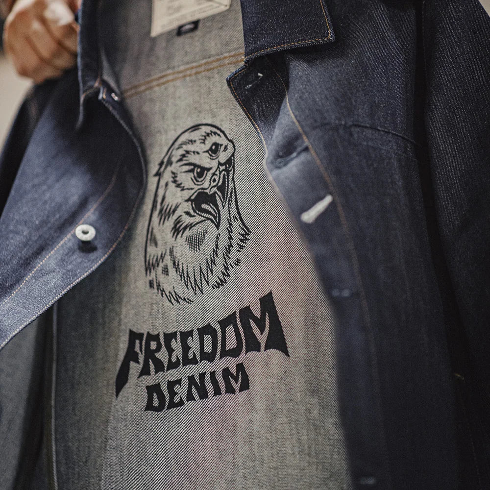 Men's Denim Jacket Heavyweight cotton vintage Lapel Coat Color