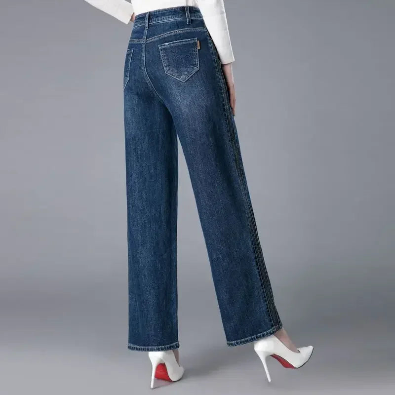 High Waist Jeans Women Streetwear for  Women, Wide Pants, Baggy New Waisted Clothes Denim