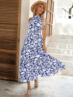 Floral Print Halter Slit Sexy Women Chic Dress Summer Casual Ladies Long Dress KilyClothing