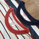 Sauce Zhan Tops & Tees T Shirts for Man Summer Short Sleeve Stripe T-shirt Double-woven fabric O-neck Vintage 230g KilyClothing