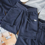 Navy Blue Cargo Joggers Shorts Men Loose Cotton Large Pocket Work Tactical Short Pants Casual Knitted Shorts KilyClothing