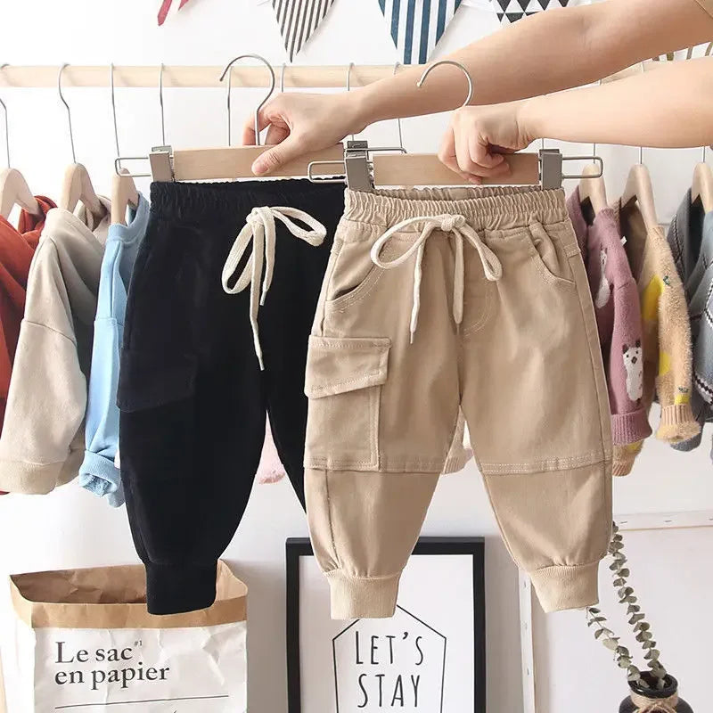 Unisex Cotton Cargo Pants for 2-6 Years Old Solid, Casual Sport Pants Enfant Garcon Kids Children Trousers 2-8Years Clothes