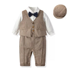 Baby Boys Gentleman Outfits Suits Clothing One-Piece Rompers Jacket Hat Suit Baby Boy Clothes KilyClothing