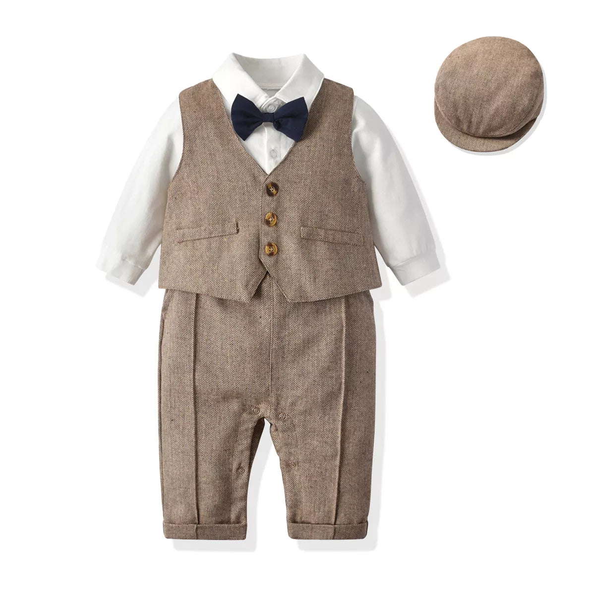 Baby Boys Gentleman Outfits Suits Clothing One-Piece Rompers Jacket Hat Suit Baby Boy Clothes KilyClothing