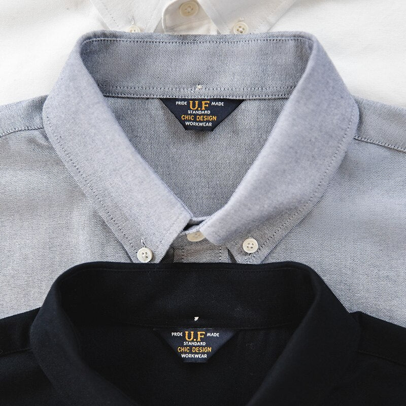 Retro Oversize Short Sleeve Oxford Pocket Shirt 100% Cotton Loose KilyClothing
