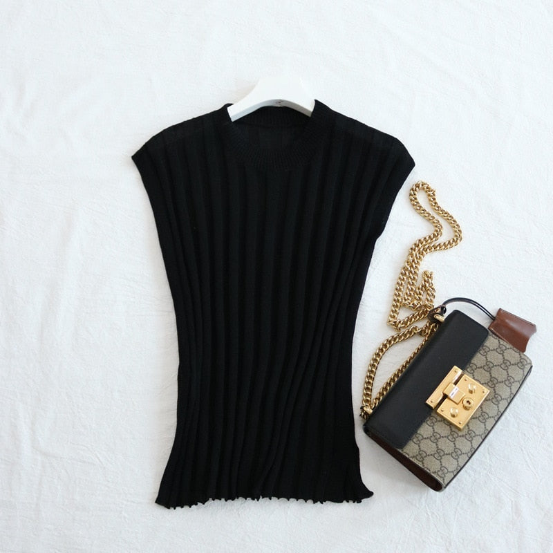 Silk and Cotton Micro Elastic Women's Sleeveless T-shirt 70% Natural Mulberry Silk KilyClothing