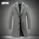 Long Cotton Coat New Wool Blend Pure Color Casual Business Fashion KilyClothing